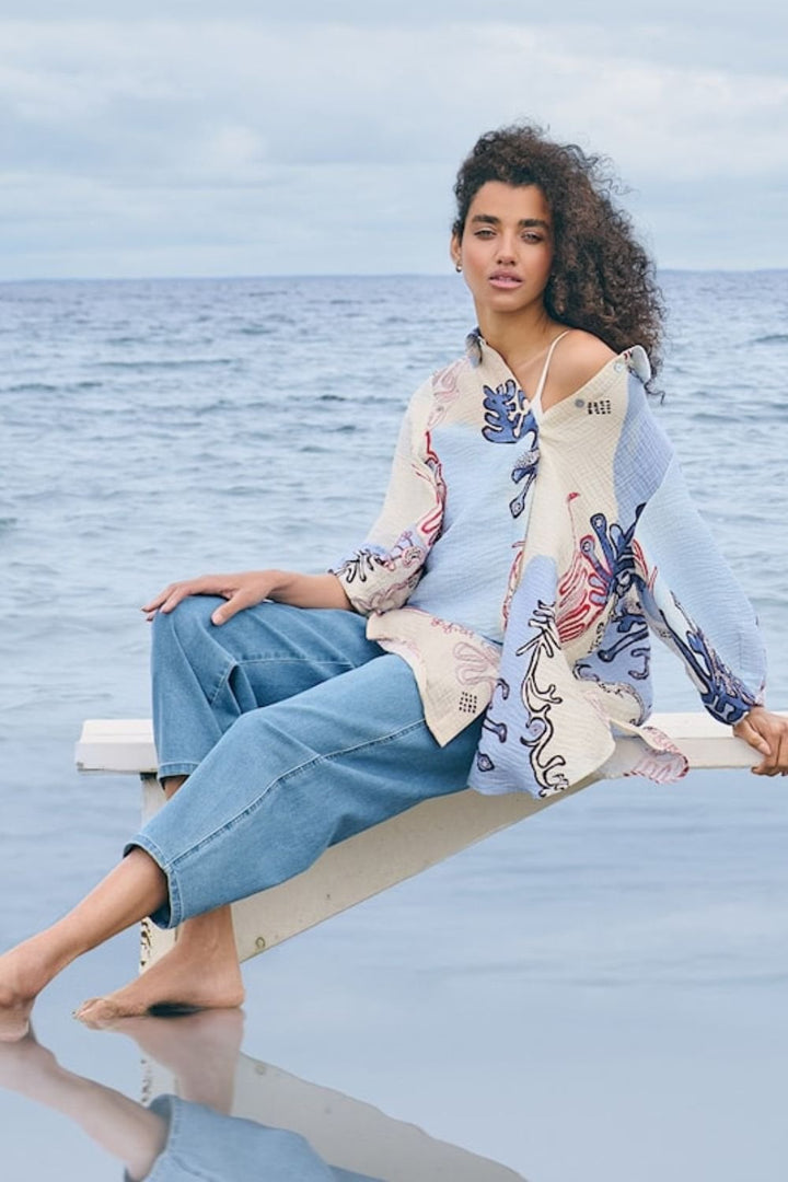 CORAL PRINT SHIRT | COL=PALE BLUE