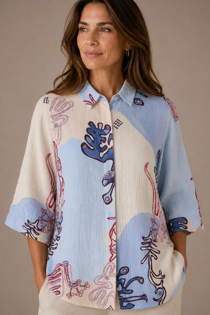 CORAL PRINT SHIRT | COL=PALE BLUE