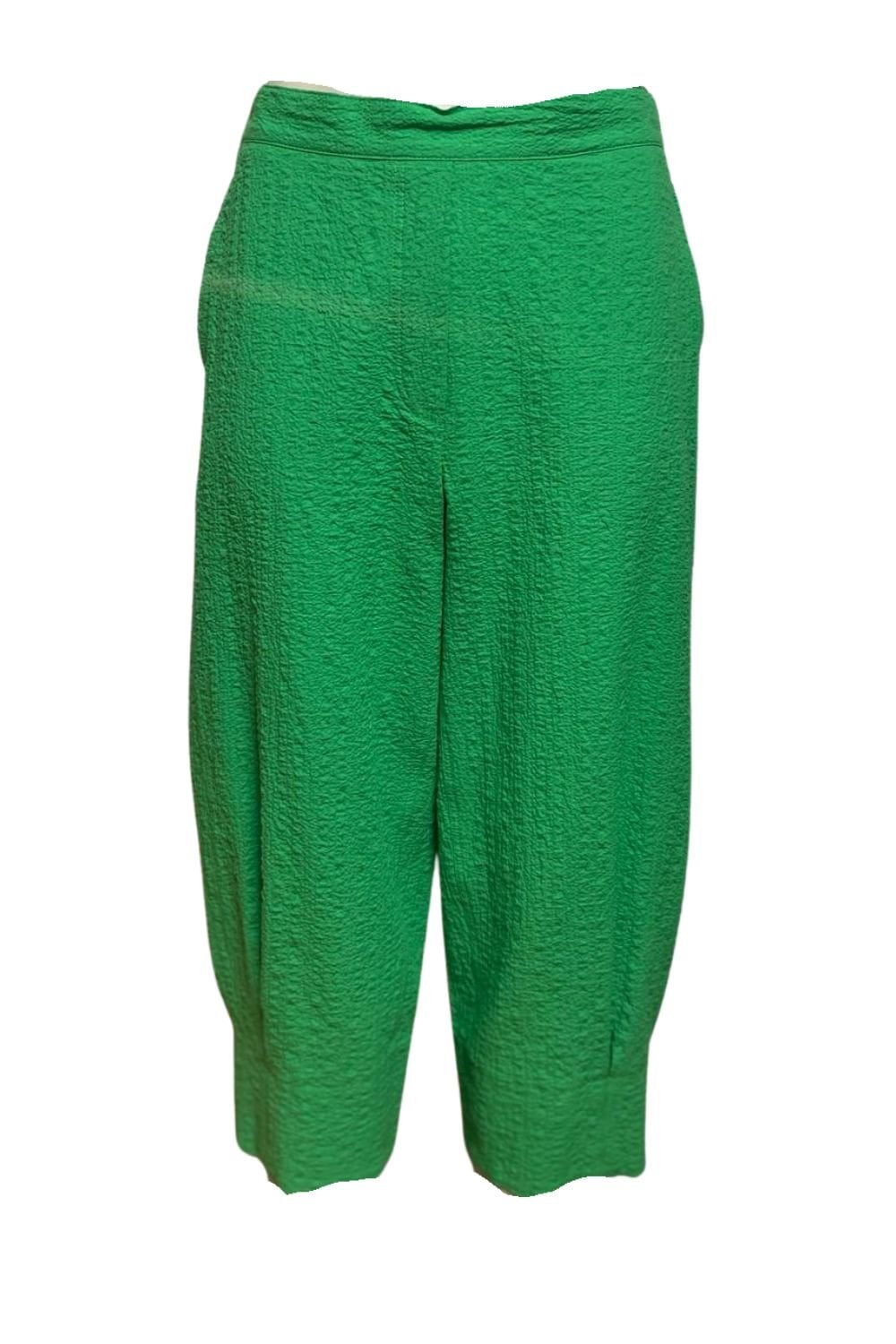 COTTON CRINKLE TROUSER | COL=GREEN