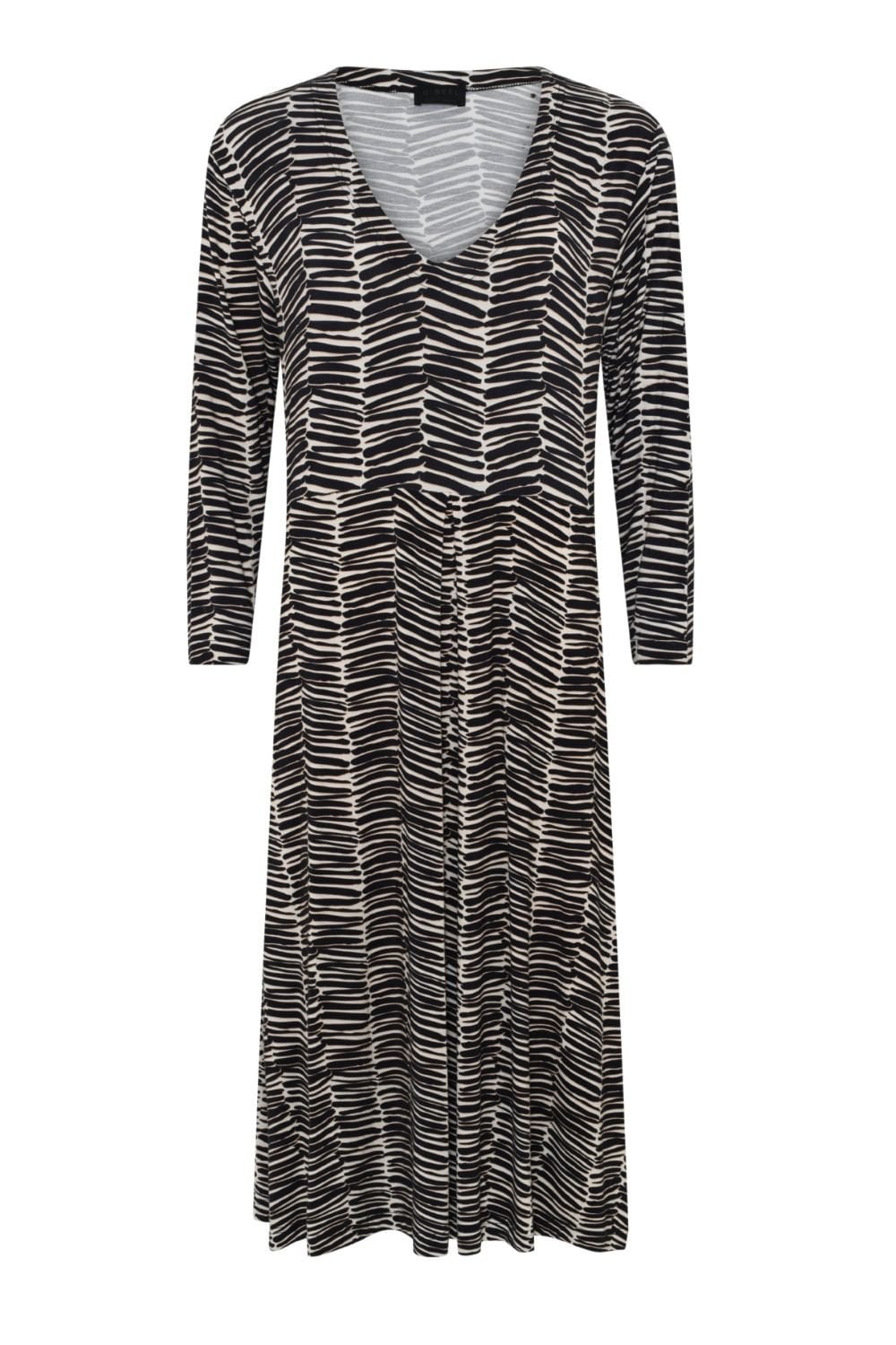 DASH PRINT DRESS | COL=BLACK