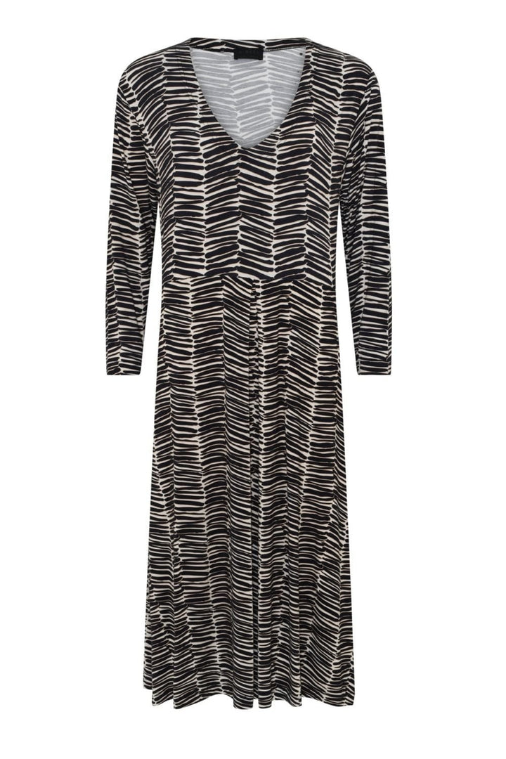 DASH PRINT DRESS | COL=BLACK