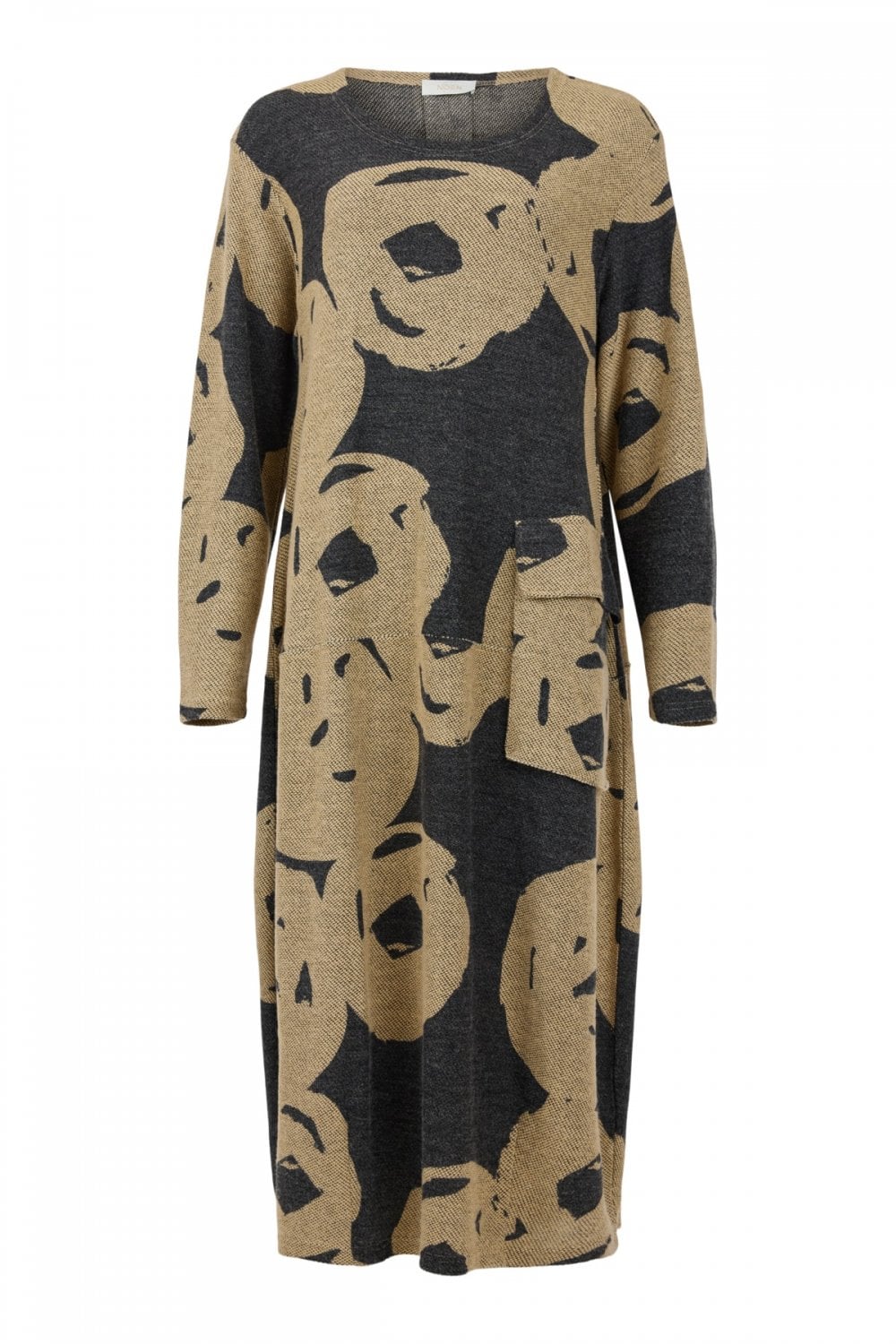 EASY FITTING PRINTED BALOON DRESS | COL=CHARCOAL