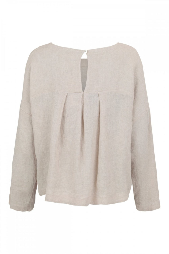 EMBROIDERED FLORAL LINEN TOP | COL=SAND