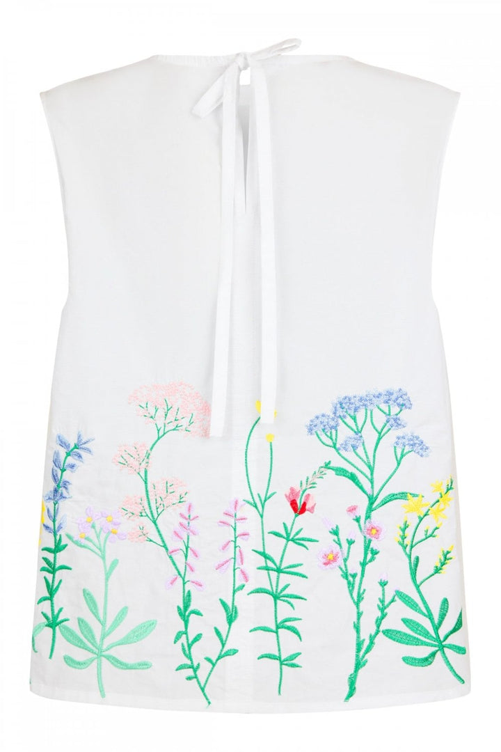 EMBROIDERED SLEEVELESS TOP | COL=WHITE