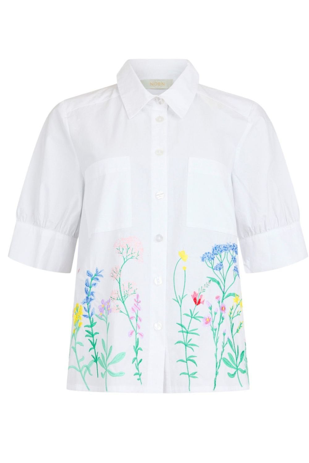 FLORAL EMBRIODERED SHIRT | COL=WHITE