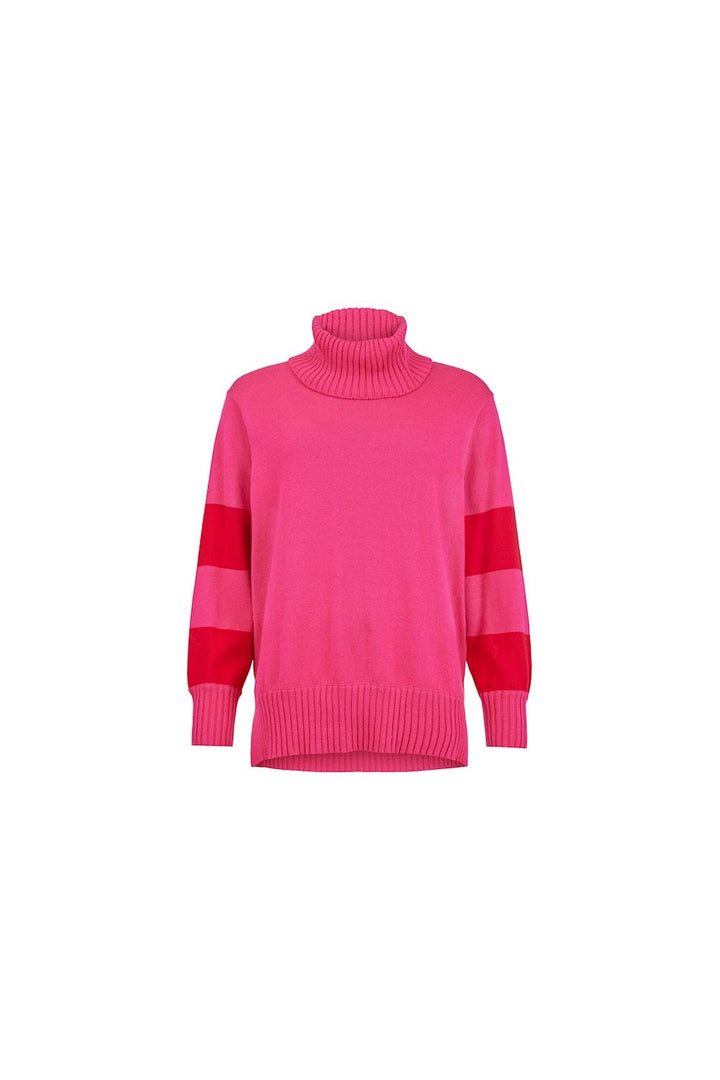 FUCHIA BLOCK ROLLNECK JUMPER | COL=FUSCHIA