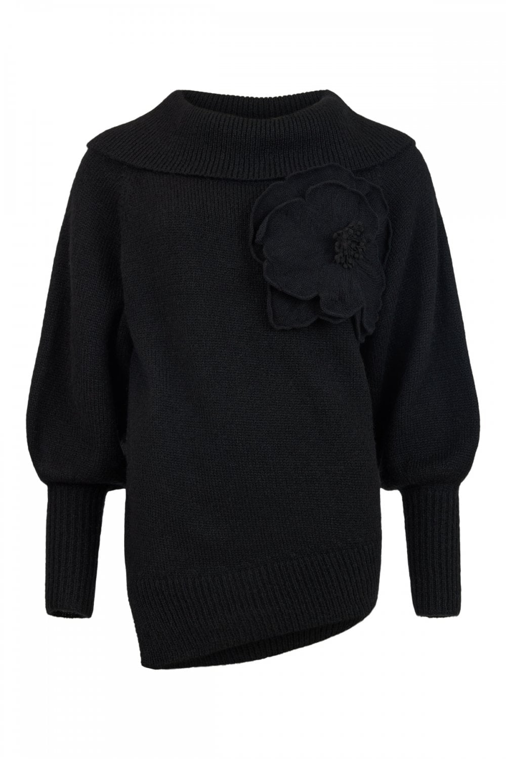 HIGH COLLAR KNITTED TOP | COL=BLACK