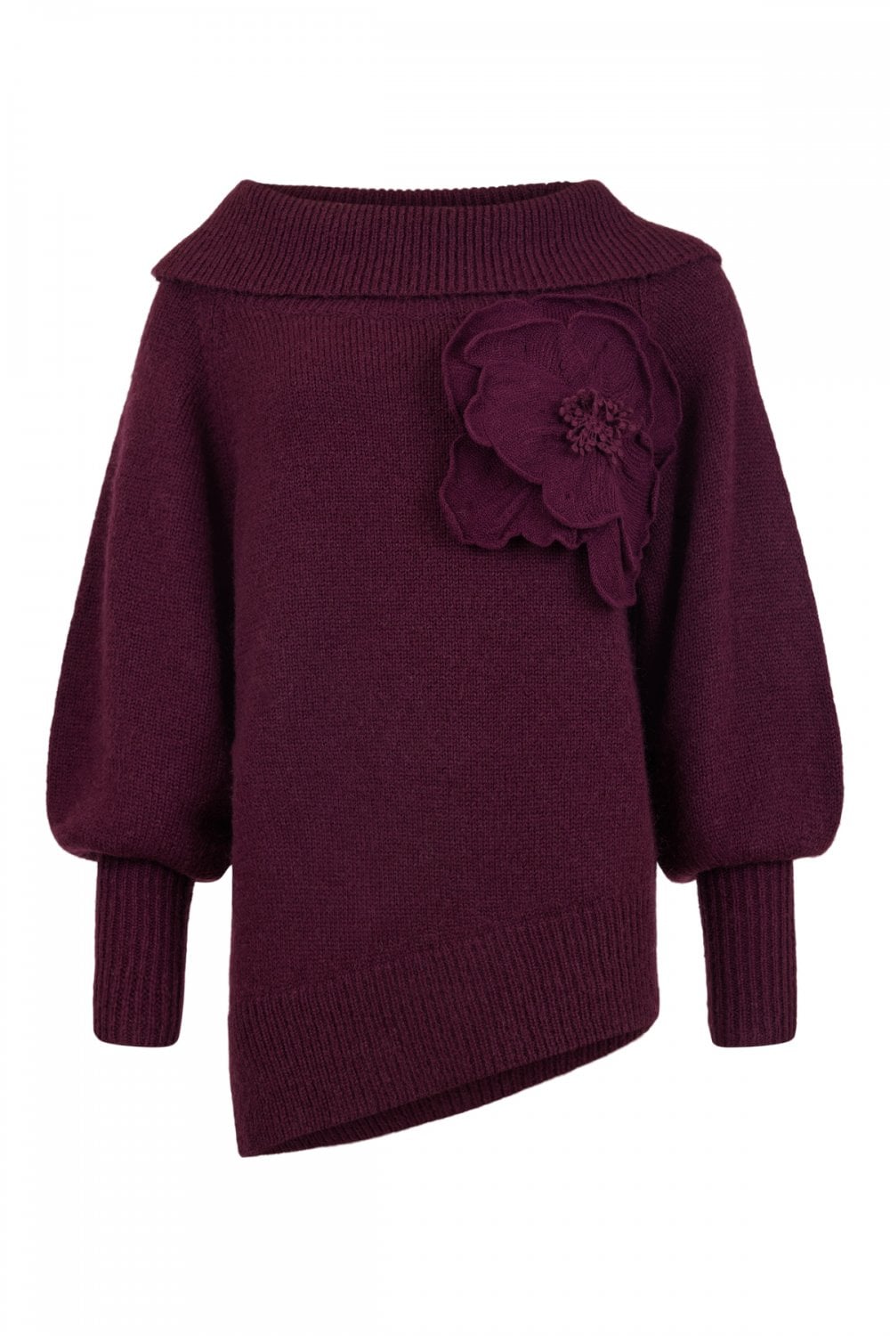 HIGH COLLAR KNITTED TOP | COL=PRUNE