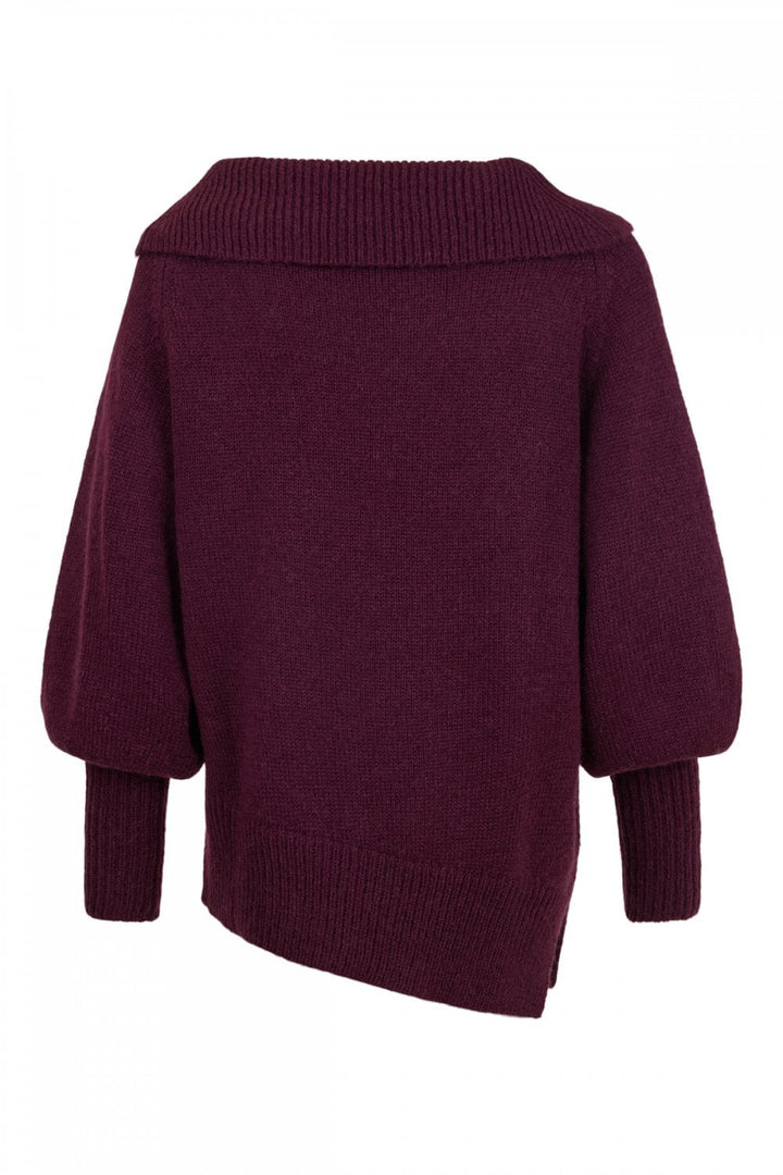 HIGH COLLAR KNITTED TOP | COL=PRUNE