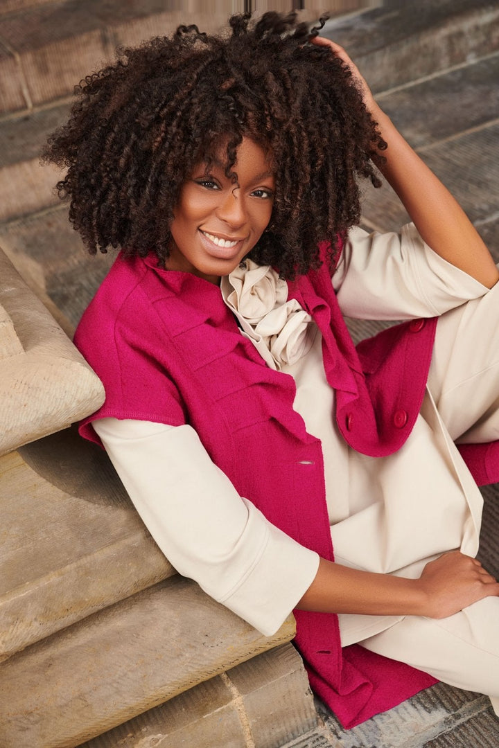 LONGLINE WAISTCOAT | COL=ROSE PINK