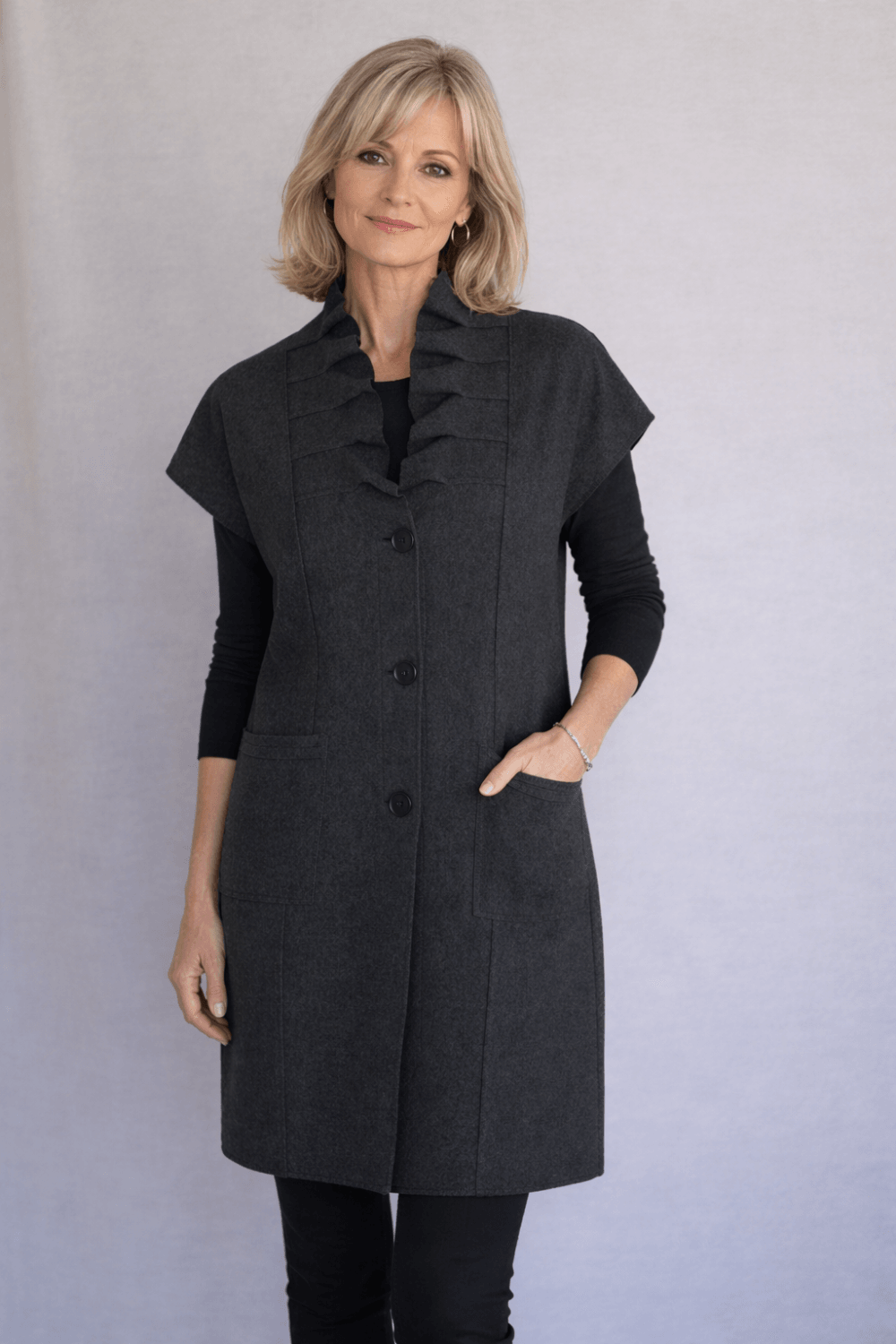 LONGLINE WAISTCOAT | COL=BLACK