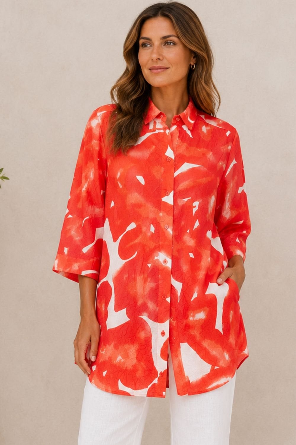 ORANGE PRINTED SHIRT | COL=ORANGE