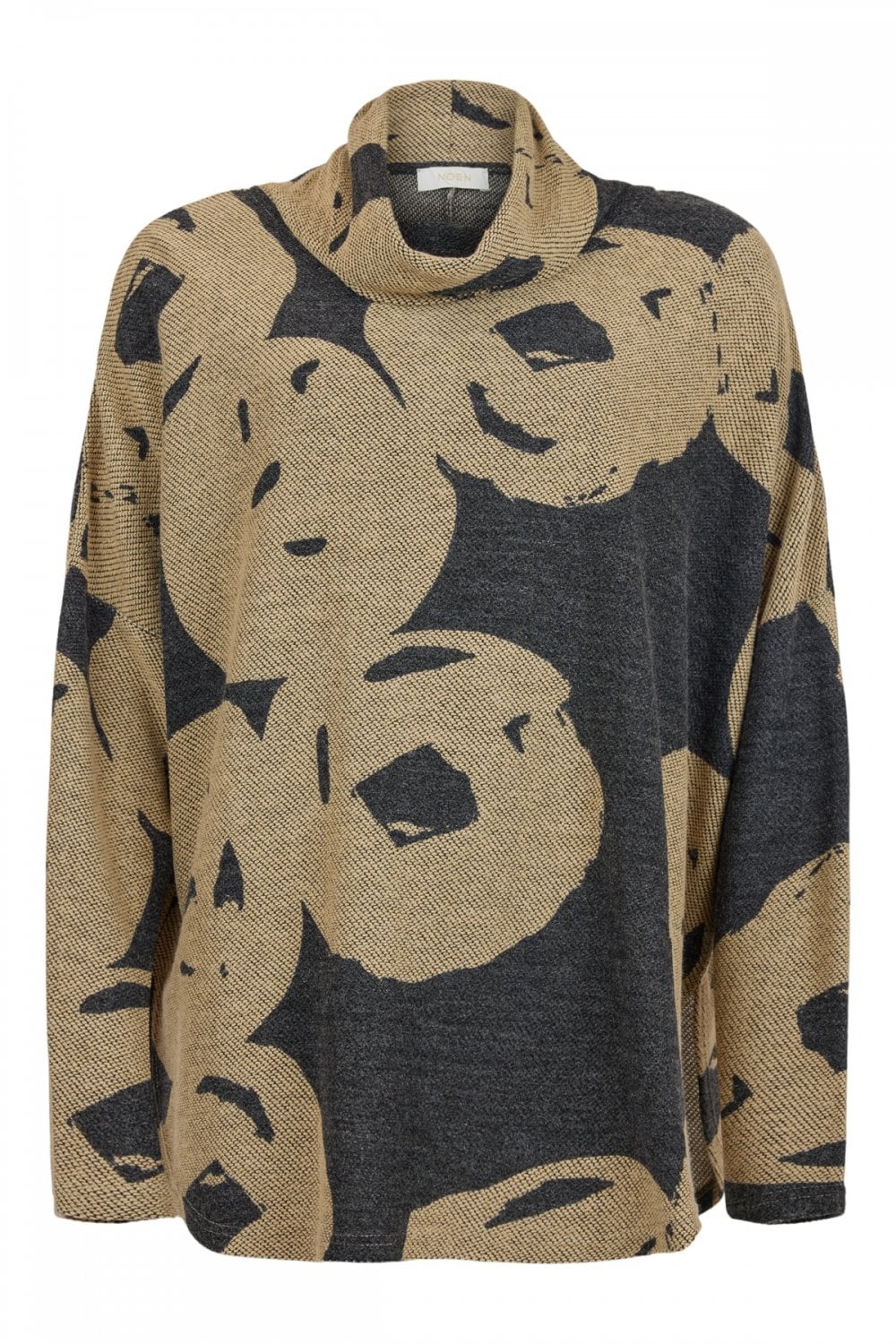 OVERSIZED PRINT TOP | COL=CHARCOAL