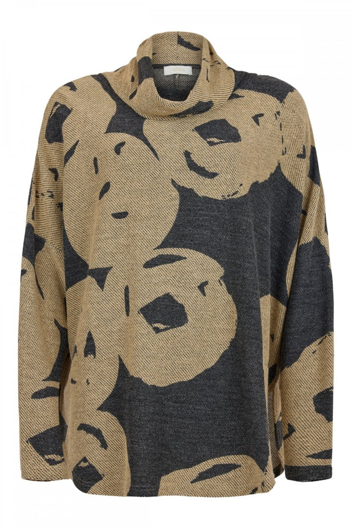 OVERSIZED PRINT TOP | COL=CHARCOAL