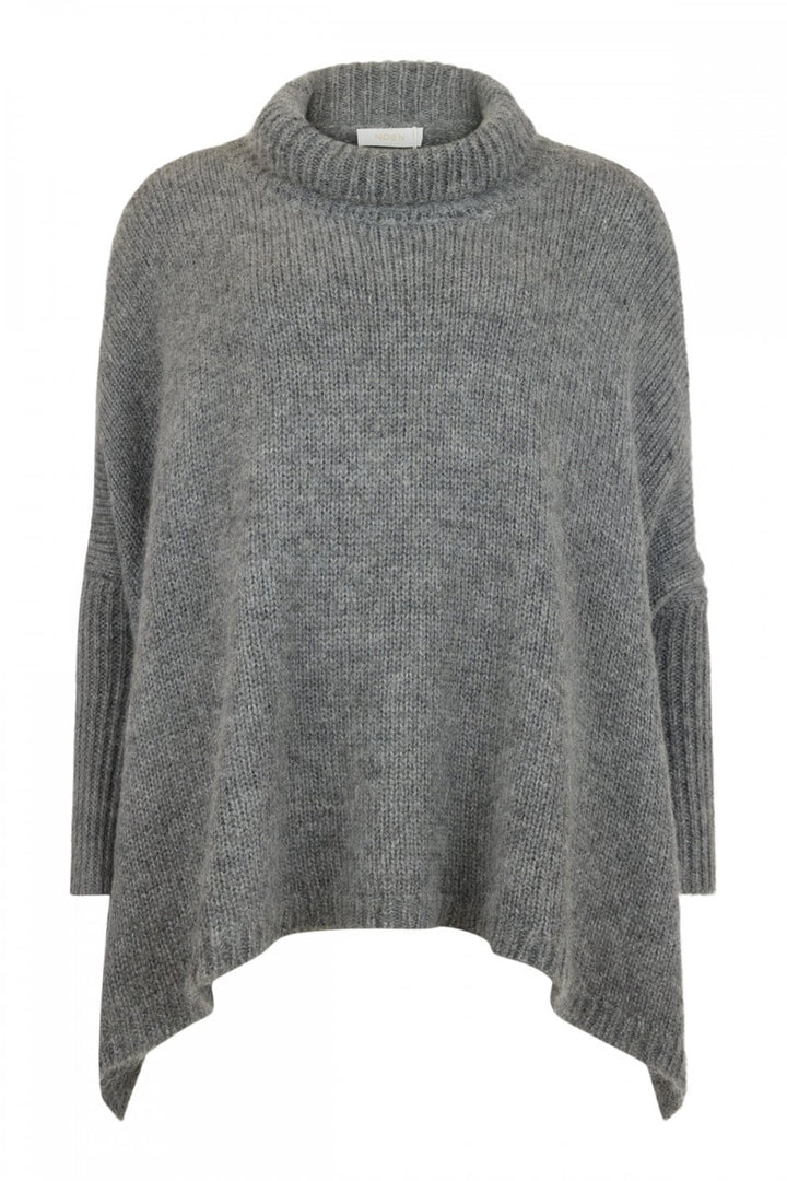 ROLL NECK KNIT TOP | COL=CHARCOAL,FUSCHIA