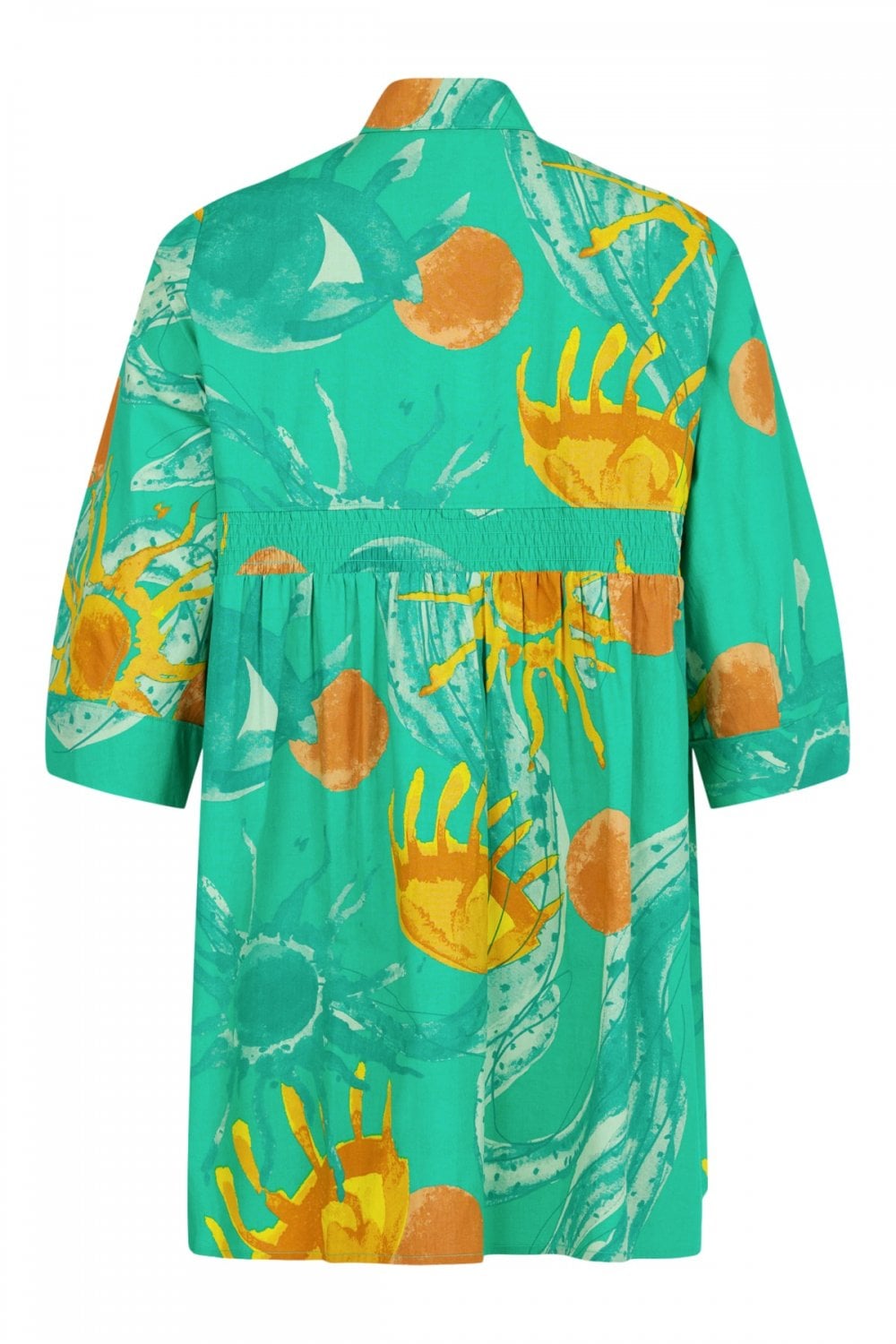 SUNSHINE PRINT COTTON TUNIC SHIRT | COL=GREEN