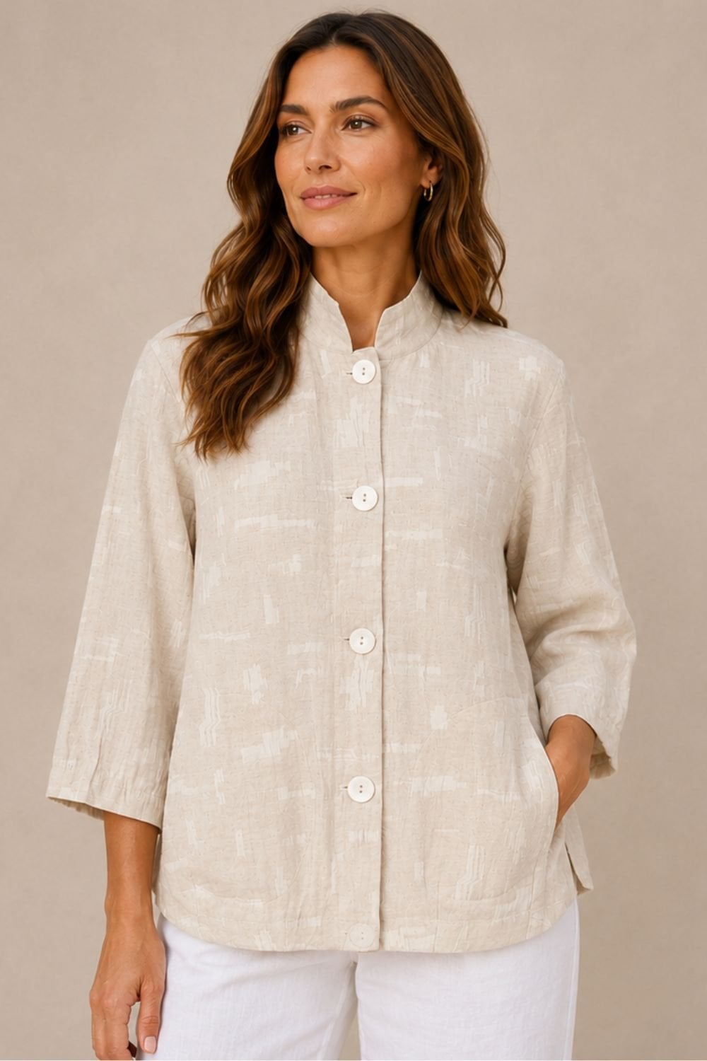 TEXTURED JACKET | COL=SAND