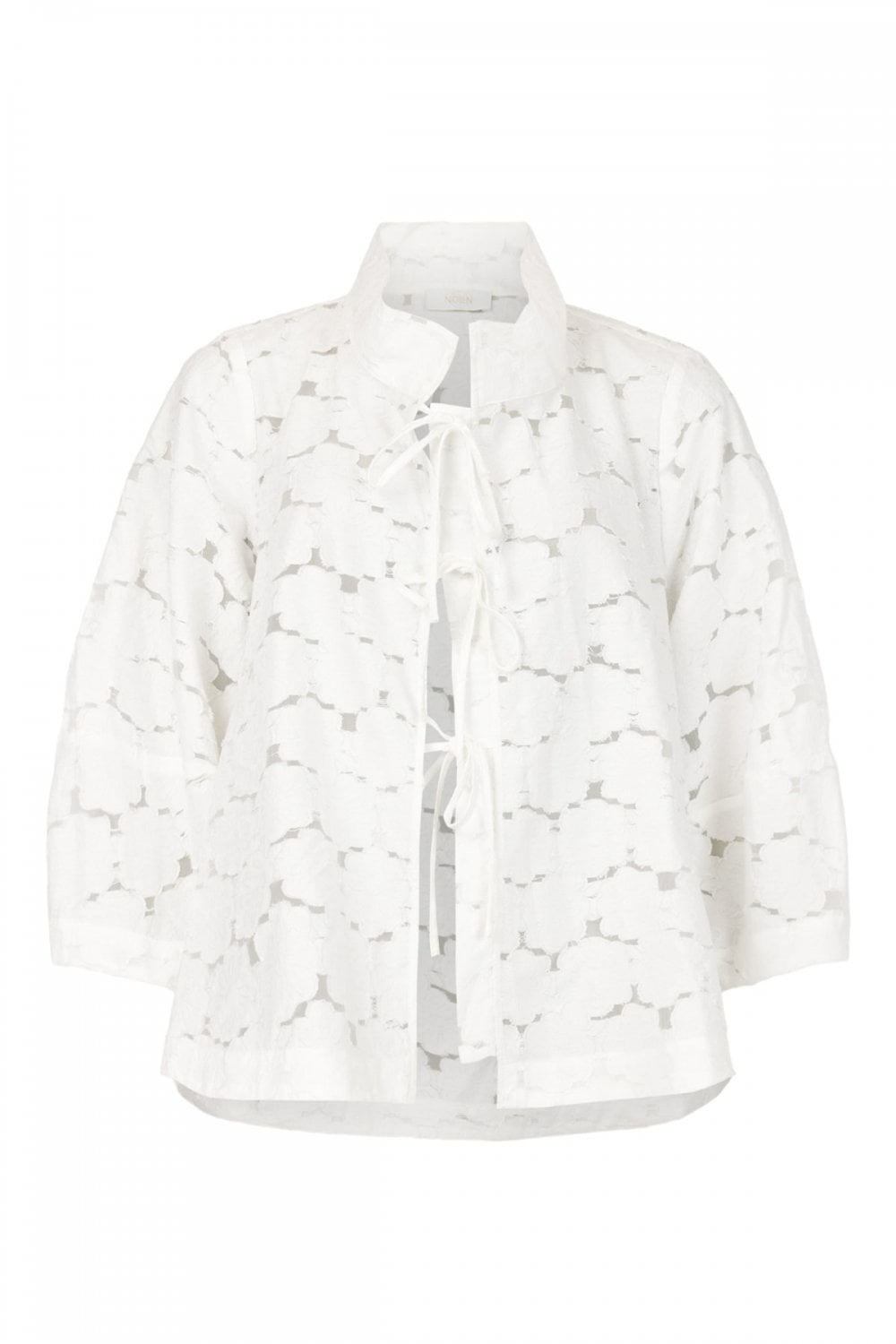 TIE FRONT HIGH NECK SHIRT | COL=WHITE