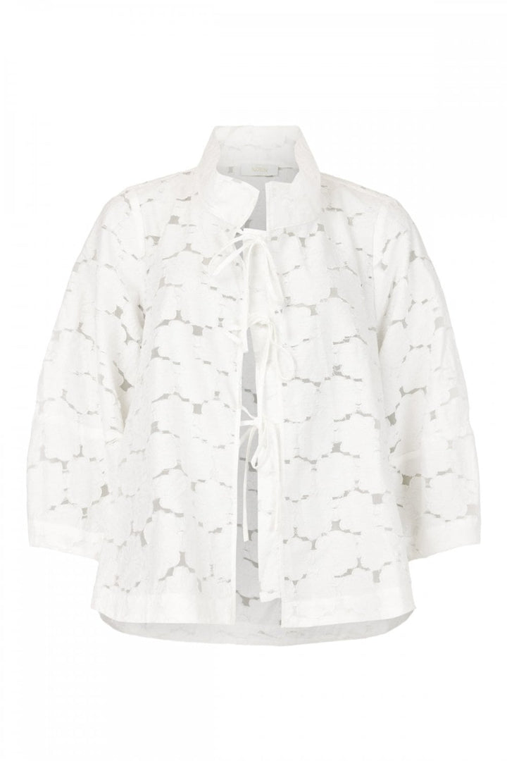 TIE FRONT HIGH NECK SHIRT | COL=WHITE