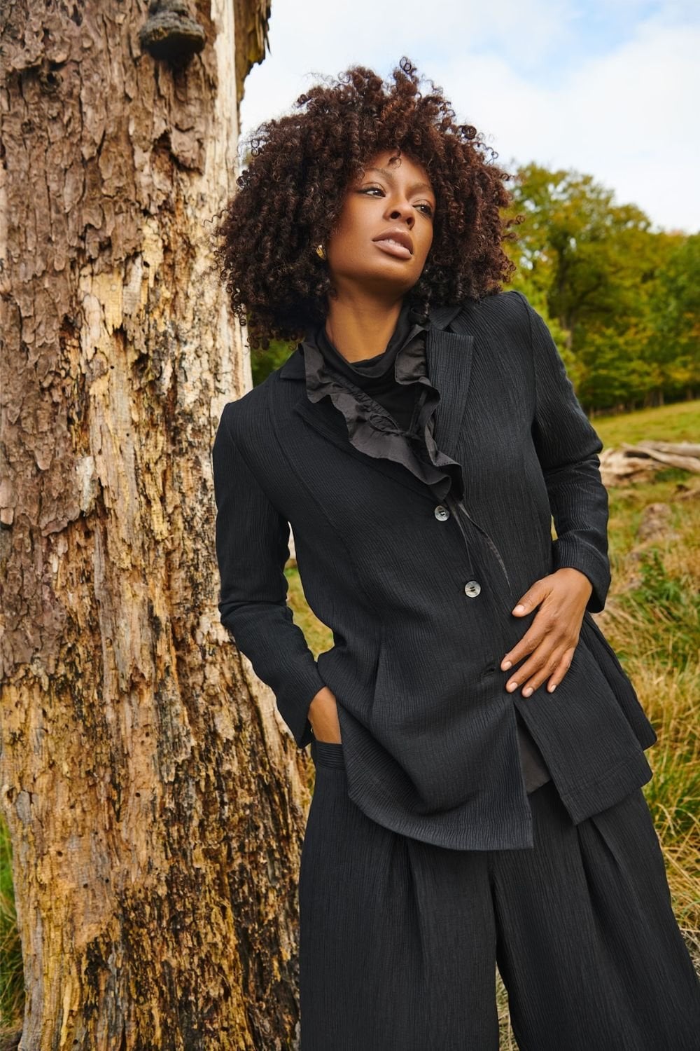 TWO BUTTON CORD JACKET | COL=CHARCOAL