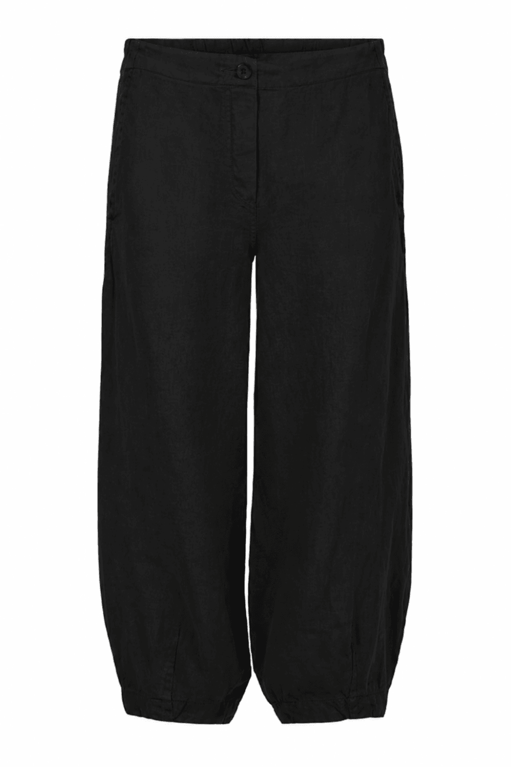 WIDE BARREL LINEN TROUSERS | COL=BLACK
