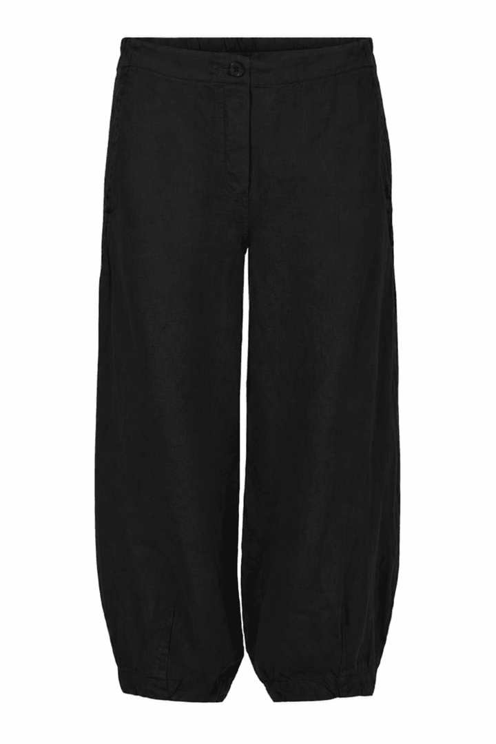 WIDE BARREL LINEN TROUSERS | COL=BLACK