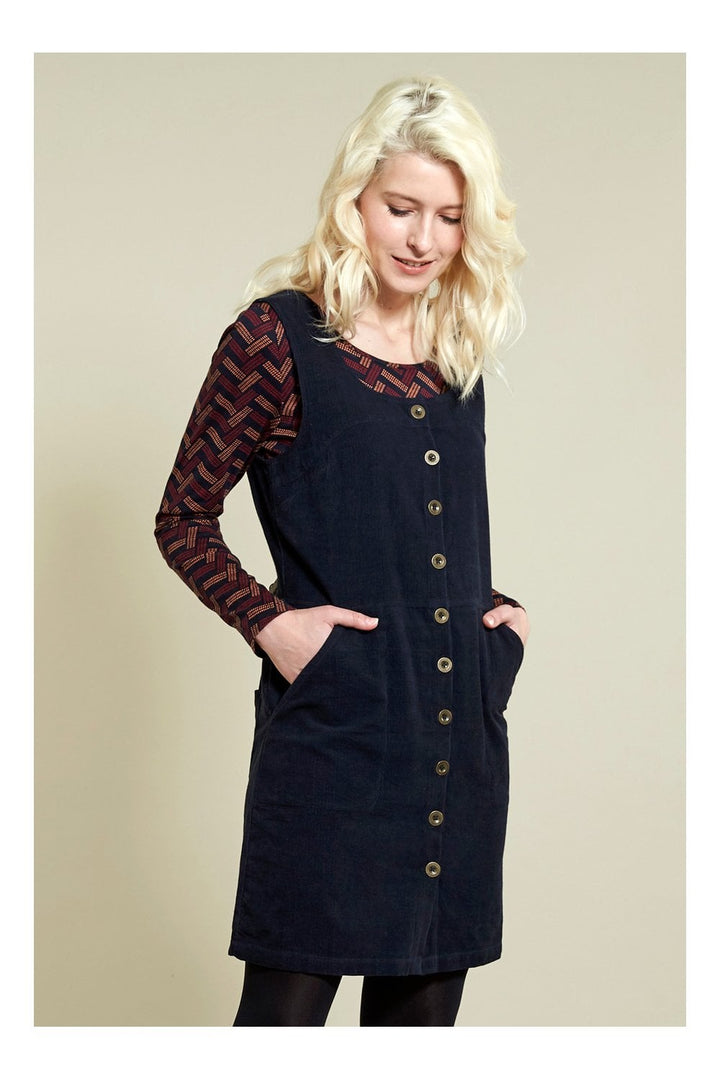 BUTTON FRONT PINAFORE | COL=NAVY