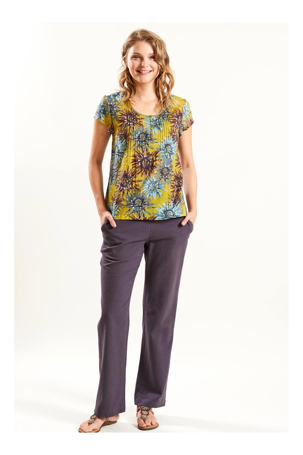 CAP SLEEVE BLOUSE | COL=AVOCADO