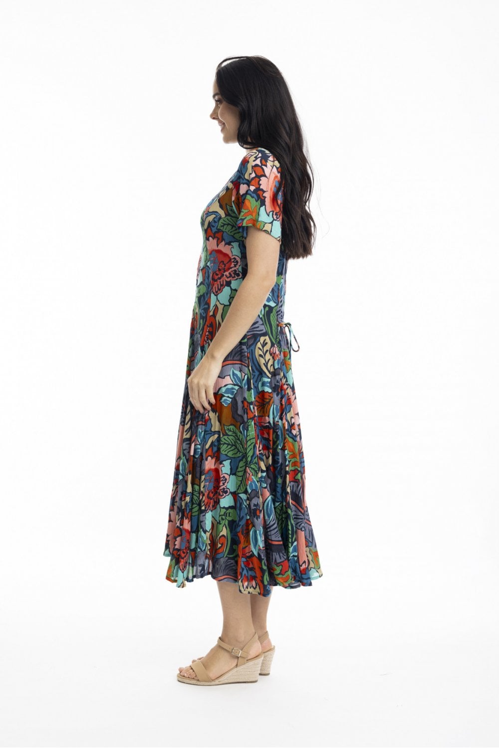CAPE VERDE GODET DRESS | COL=MULTI