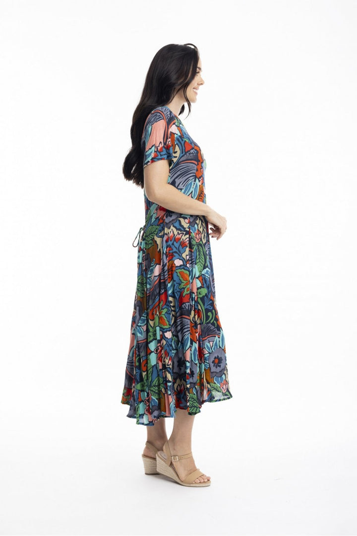 CAPE VERDE GODET DRESS | COL=MULTI