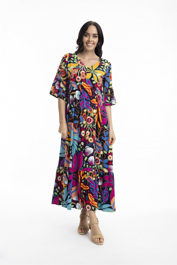 COPACABANA MIDI PRINTED DRESS | COL=MULTI