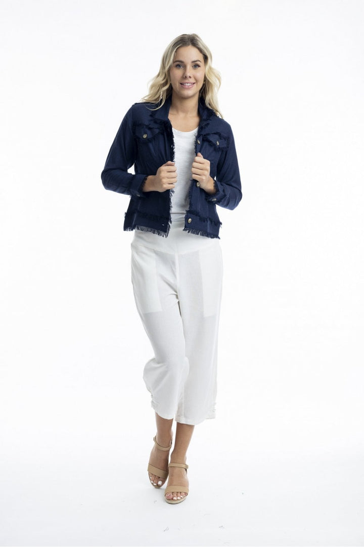 LINEN BLEND JACKET | COL=NAVY