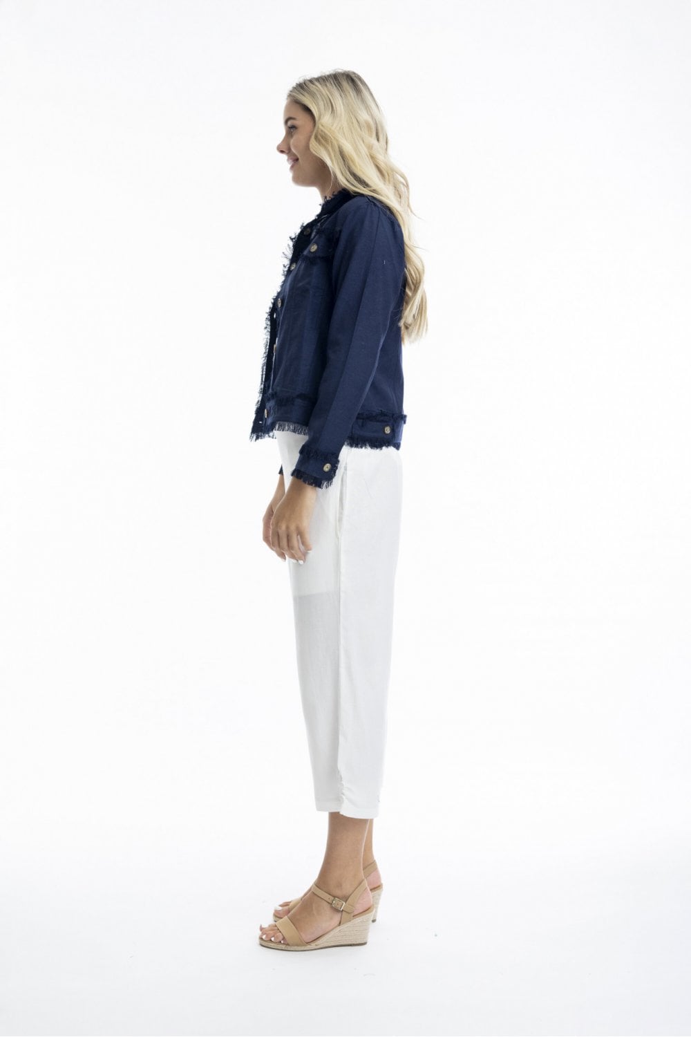 LINEN BLEND JACKET | COL=NAVY