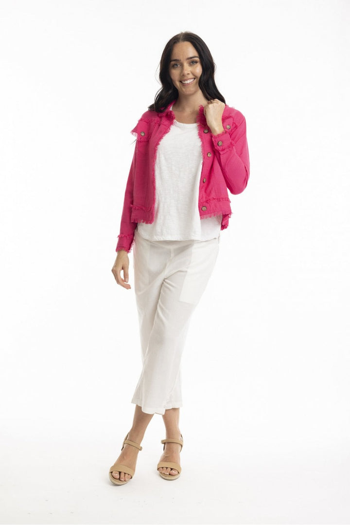 LINEN BLEND JACKET | COL=HOT PINK