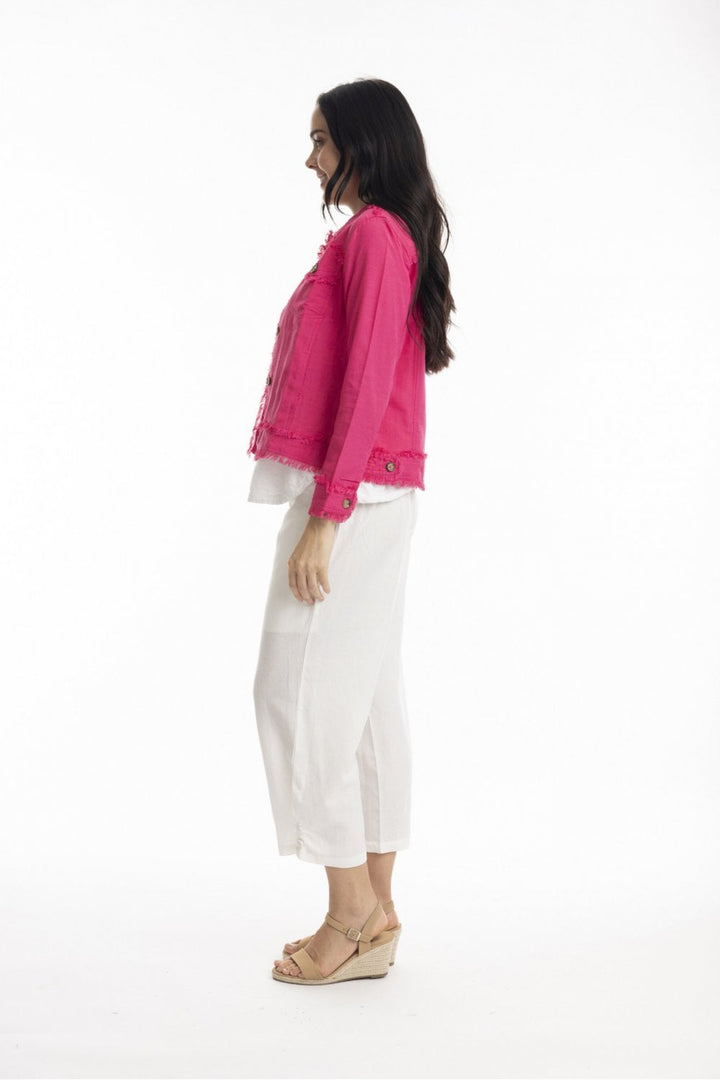 LINEN BLEND JACKET | COL=HOT PINK
