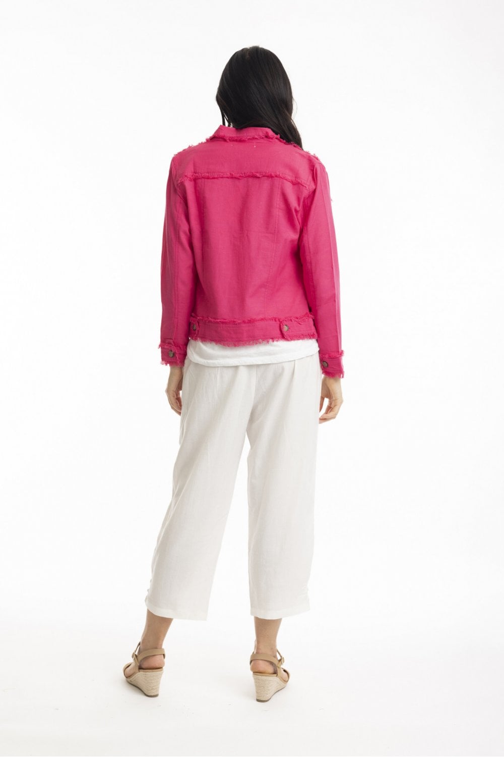 LINEN BLEND JACKET | COL=HOT PINK