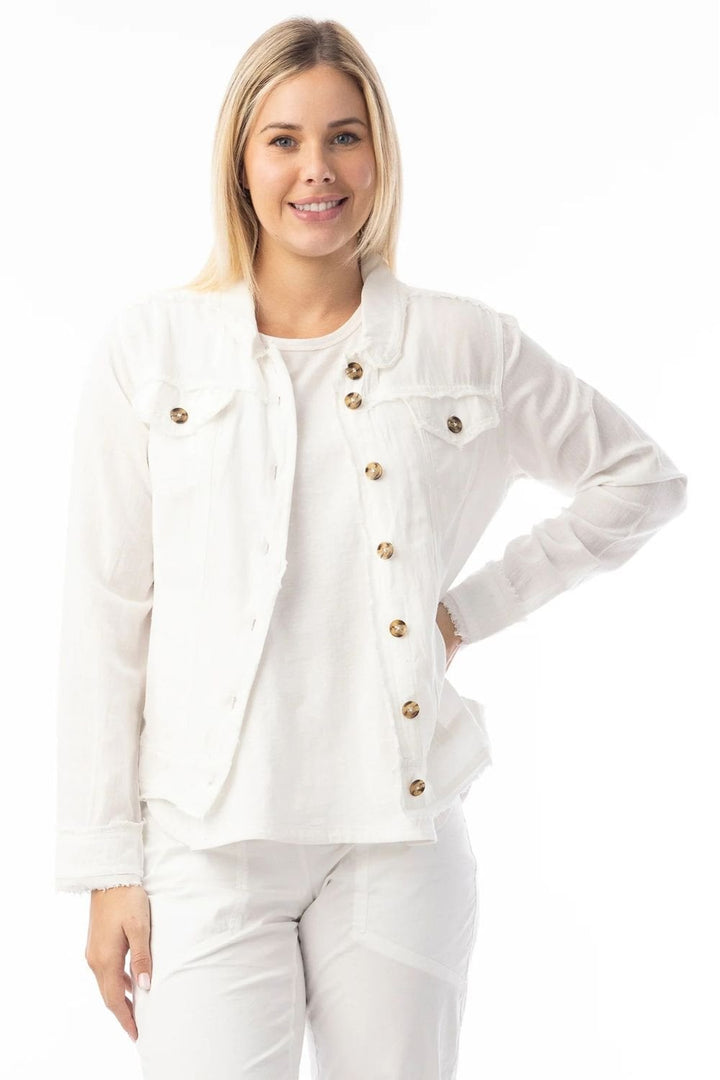 LINEN BLEND JACKET | COL=WHITE