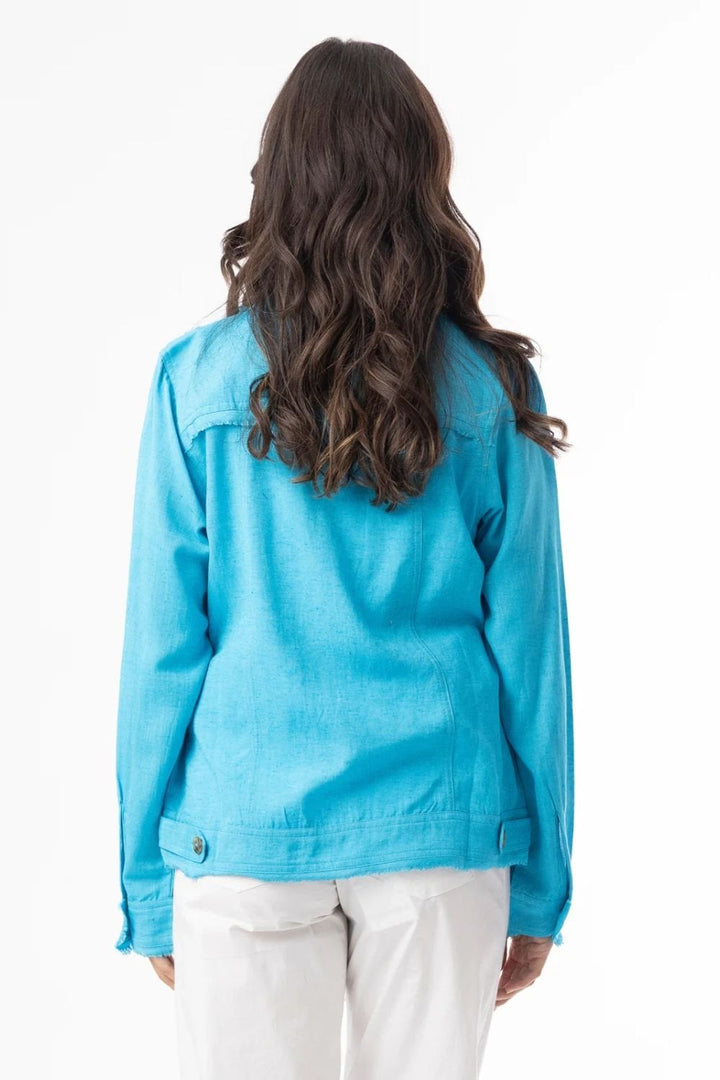 LINEN BLEND JACKET | COL=AQUA