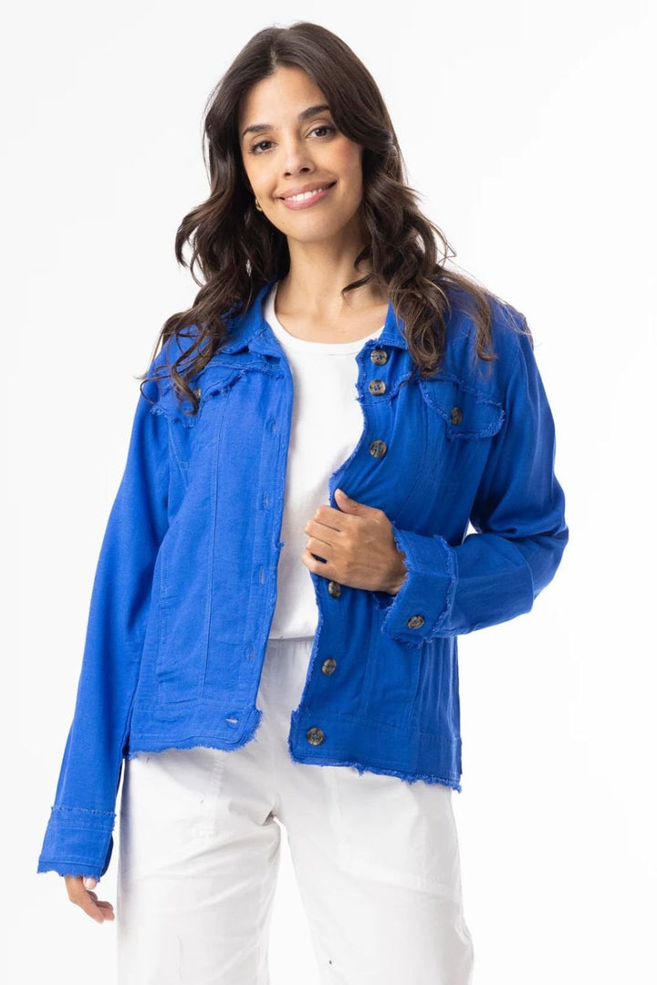 LINEN BLEND JACKET | COL=ELECTRIC BLUE