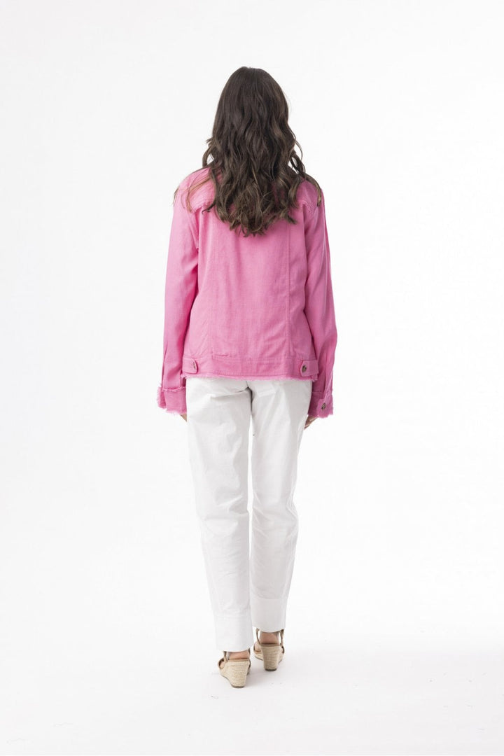 LINEN BLEND JACKET | COL=HOT PINK