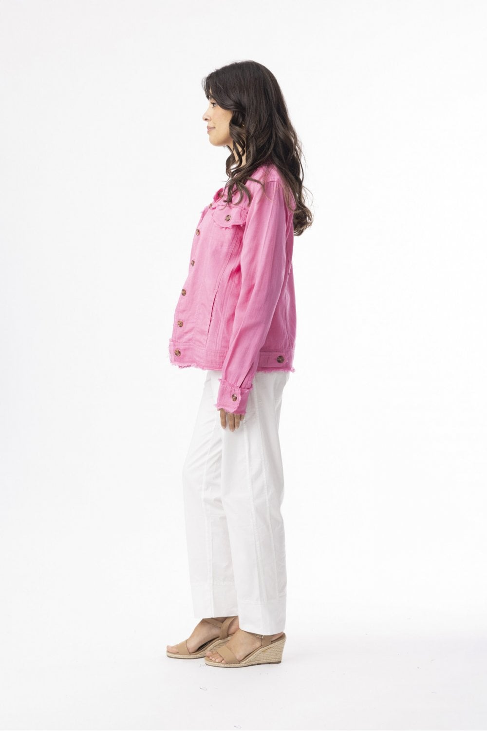 LINEN BLEND JACKET | COL=HOT PINK