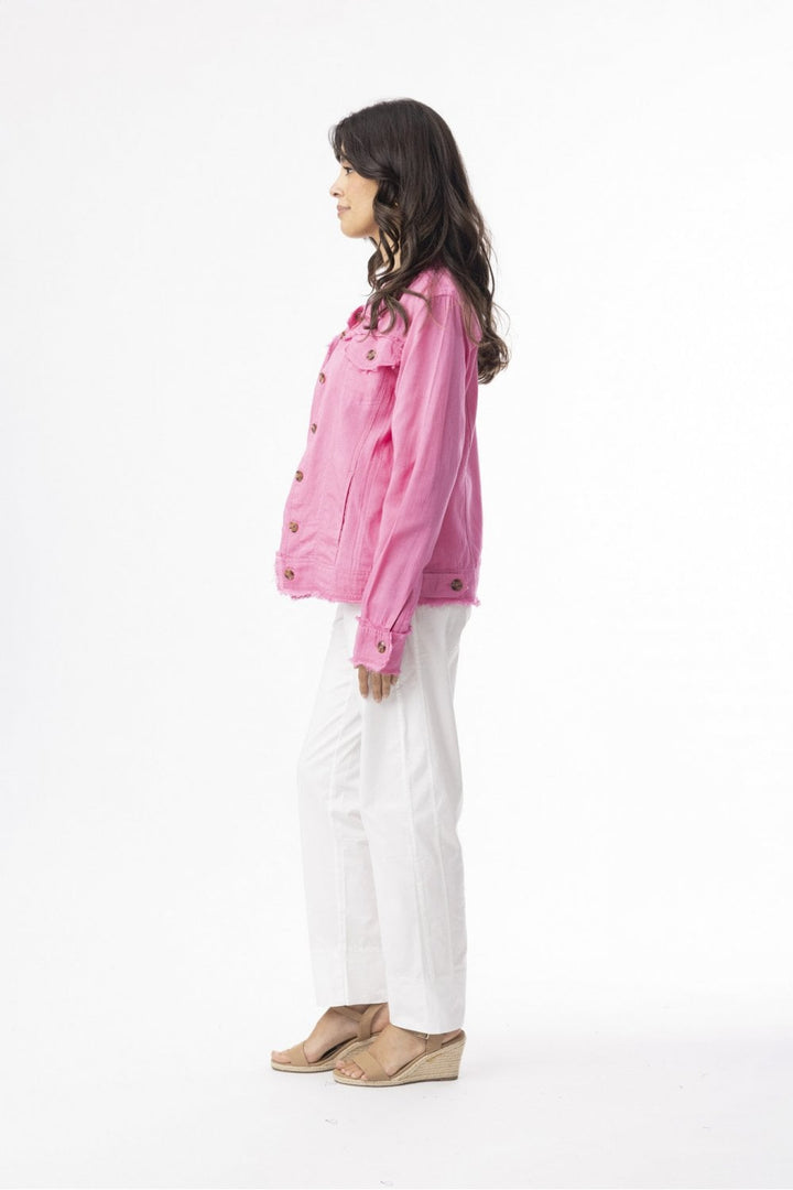 LINEN BLEND JACKET | COL=HOT PINK