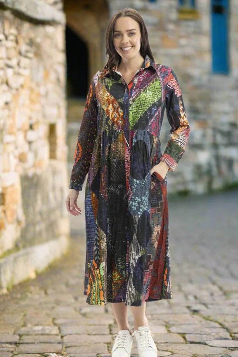 MOSAIC COLLAR DRESS | COL=MULTI