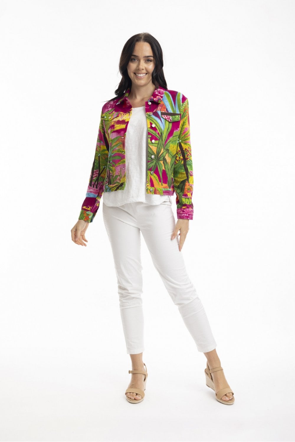 PRINTED COTTON PONTE  JACKET | COL=MARAKESH