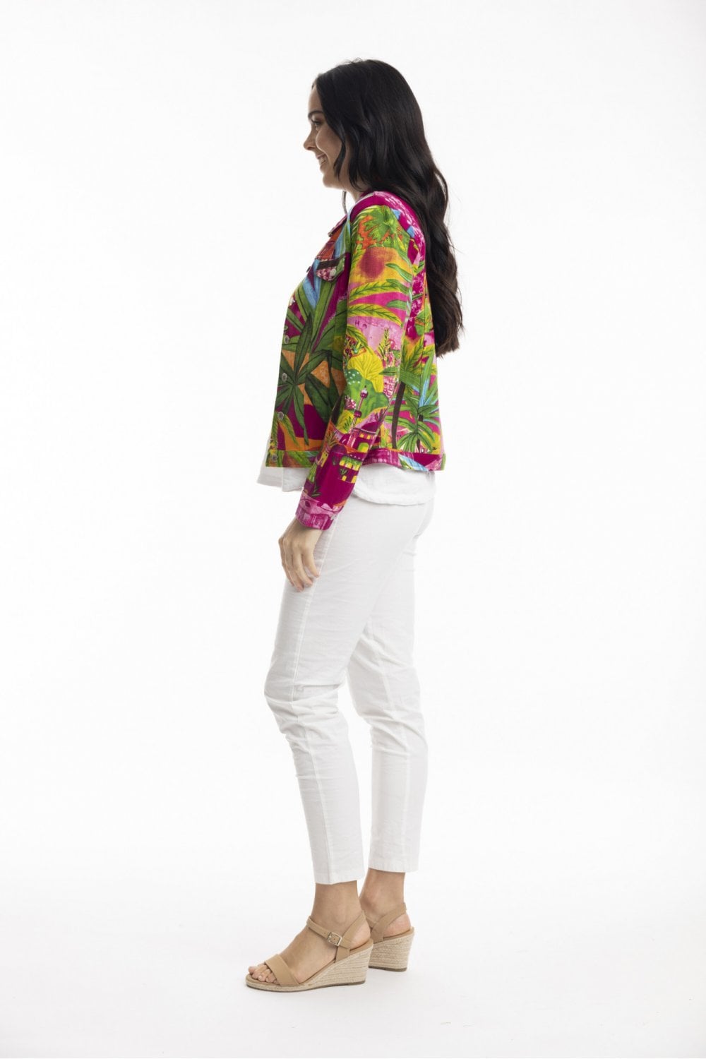 PRINTED COTTON PONTE  JACKET | COL=MARAKESH