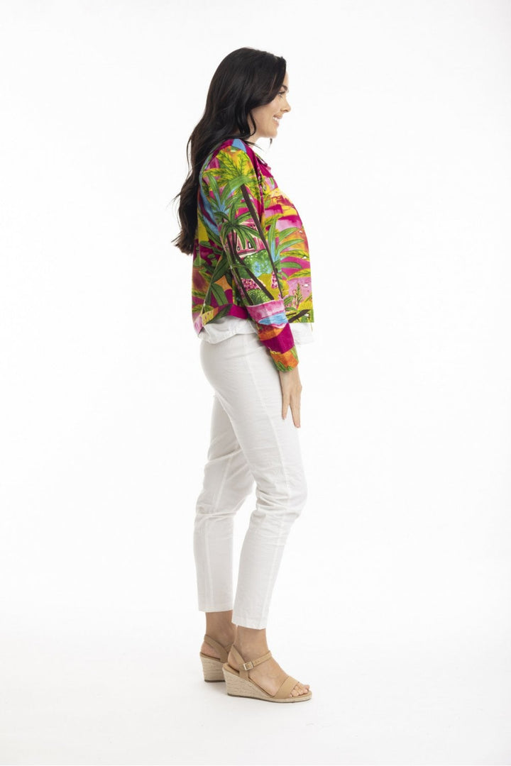 PRINTED COTTON PONTE  JACKET | COL=MARAKESH