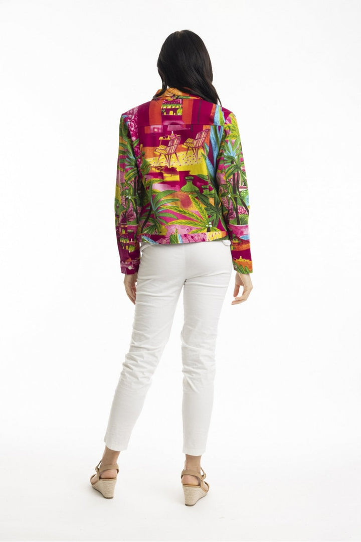 PRINTED COTTON PONTE  JACKET | COL=MARAKESH