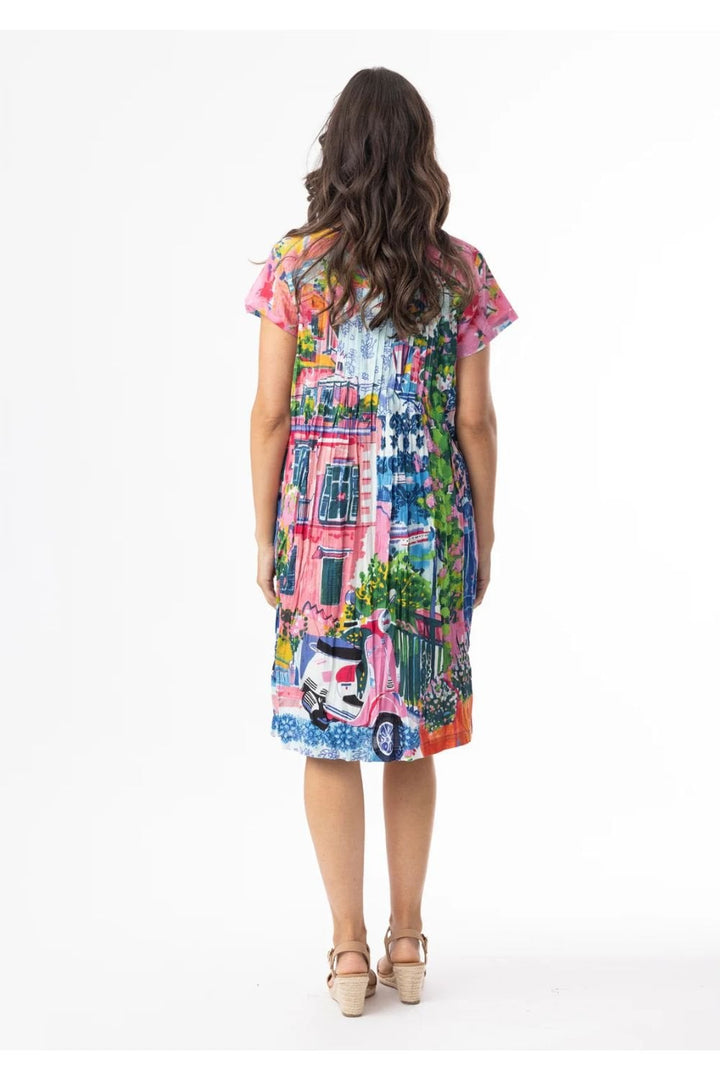SCOOTER PRINT EASY COTTON DRESS | COL=MIX