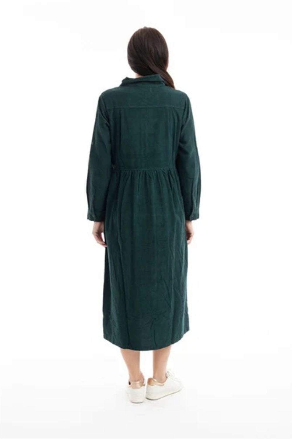 SOLID PLAIN  CORD COLLAR  DRESS | COL=PINE