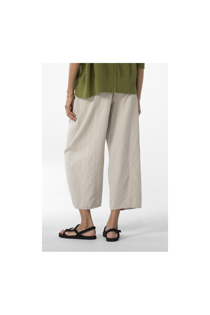 CROPPED COTTON LINEN TWILL TROUSERS | COL=NETTLE